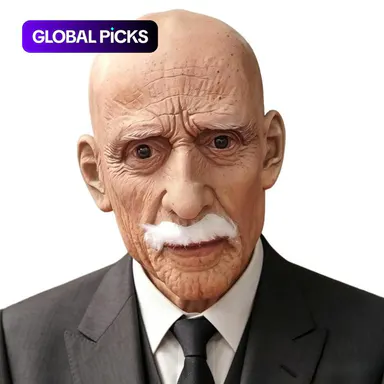 Bald Geezer Old Man Latex Mask, Hyper Realistic Funny Full Face Cover, Halloween Party Supplies, Masquerade Roleplay Prop, Party Photo Prop