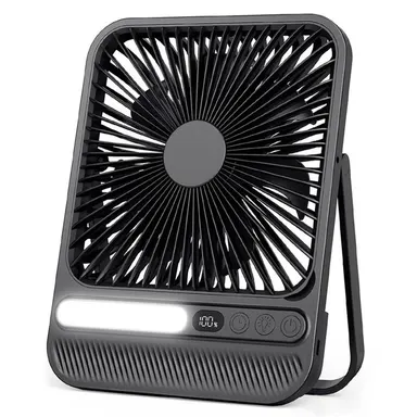 Lithium-Ion Rechargeable Portable Fan - 8000mAh Low Profile Foldable Mini Desk Fan, Light Combo Long-Life Model, 28H Runtime with LED Light for Camping, Bedroom, Back to School, Light Combo Portable Fans, Lithium-Ion Rechargeable Portable Fans