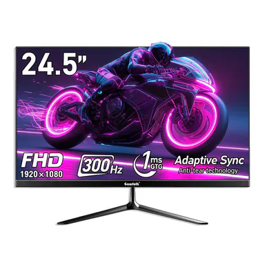 Gawfolk 24.5 Inch Flat High Refresh Rate Gaming Monitor, FHD 1080P, 300/200Hz, 1ms GTG, Adaptive Sync, Frameless, 98% sRGB, 178° Wide View Angle, Built-in Speakers, HDMI & DP, VESA Wall Mountable, Gaming Stuff, PC Accessories, Geek Gift