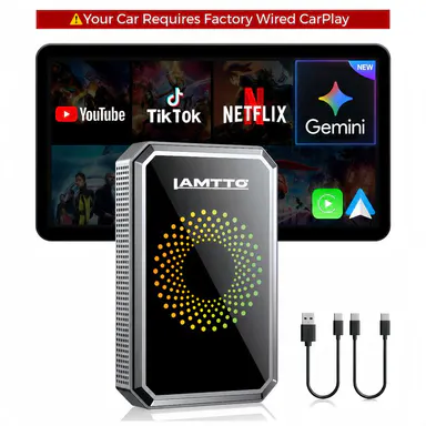 【CHECK COMPATIBILITY】LAMTTO 2026 Wired to Wireless CarPlay Adapter Support Netflix/YouTube/TikTok &Gemini AI via Hotspot- ONLY for Wired CarPlay/AA Vehicles - NOT for Tesla / BMW / Wireless CarPlay | No Mods Needed | Car accessories for Summer sohochic, C
