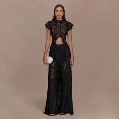 LikeMyChoice Boho Short-Sleeve Shirt & Wide-Leg Pants Luxury Resort Wear 2-Piece Outfit Satin Fabric Women's Lounge Set for Vacation Vibe Clothes Suits