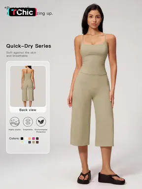 New Yoga Tank Top High Waist Quick-Dry Casual Culottes Capris Pants Running Outdoor Yoga Set for Women, Capris ,Comfortable and Stylish Activewear
