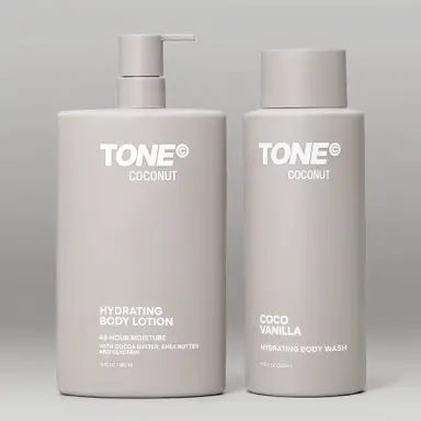 TONE Coconut Body Wash & Lotion Bundle for Men & Women, Tropical Vanilla Scent, Hydrating Shower Set, Dermatologist-Tested, Non-Toxic Gift Set – TONE, Body Care, Gifts For Boyfriend, Creamy Coconut Scent Body Lotions & Creams