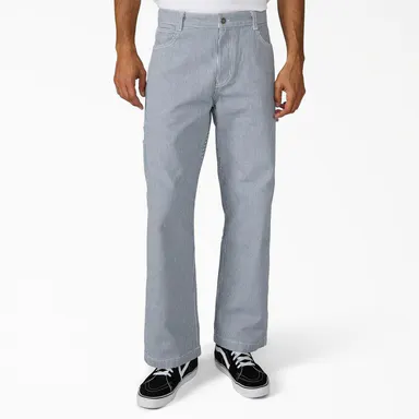 Dickies Hickory Loose Straight Carpenter Pants, 100% Cotton Loose Fit, Workwear Style