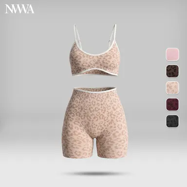 Women's Workout 2-Piece Sets, Summer Sports Leopard Bra & Biker Shorts Sets for Women with Contrasting Colors, Seamless Thin Straps, Gym Tracksuits Summervibes, Workout Sets Women tiktokshopbacktoschool