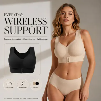 Women’s Beige Plain Postural Correction Bra - Wireless, Soft Breathable Non-Removable Moulded Cups, Tie Back, Yoga Fitness Sportswear for Gym & Daily Training #tiktokshopstockup