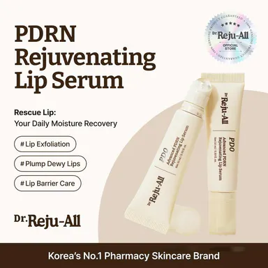 [Official] Dr.Reju-All Advanced PDRN Rejuvenating Lip Serum – Hydrating Lip Balm with Lipozip PDRN for Glowy, Dewy Lips – Gentle Exfoliating & Smoothing Lip Moisturizer – Hibiscus & Lactic Acid – 0.3 Fl Oz, Aha, Mild