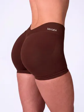 Tayoea Women's Seamless High Stretch V-Back Workout Shorts, Compression Athleisure Sports Shorts, Ideal for Running, Yoga, Fitness, Perfect for Daily Wear and Exercise