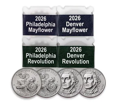2026 Mayflower & Revolutionary War Quarters P& D Rolls Uncirculated