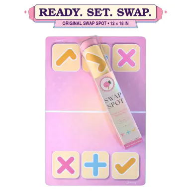 SWAP SPOT Squishy Trade Mat - 12x18 in Kawaii Pink Fabric Top, Non-Slip Rubber Backed Desk Mat Cute, Mouse Pad, Cutecore Stuff, Sensory Emotional Regulation Tool for Collectors, Birthday Gift