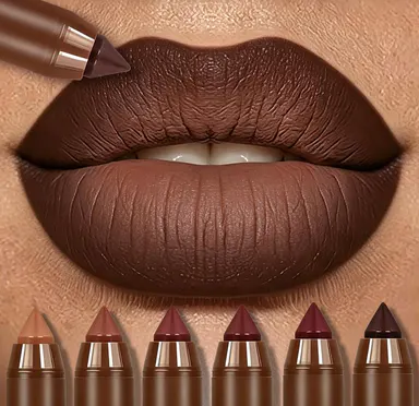Mooglamor 6Pcs Matte Creamy Lipstick Pencil Set Long Lasting Makeup Waterproof Transferproof Lip Pens Nude Brown Moisturizing Lip Glossy Smooth Cosmetics DealsForYouDays