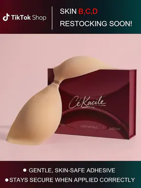 Cékacile Ultra-Thin Invisible Bra - Breathable Lightweight Sticky Bra with Gentle Hold, Seamless No Show Push Up, Ideal for Strapless & Backless Wedding Dress Tops, Christmas, Push Up Bra