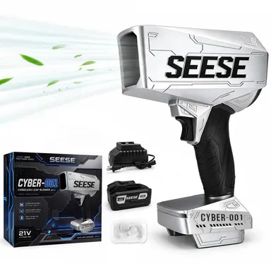 SEESE Cyber Cordless Leaf Blower, 21V Brushless Handheld Blower, 2000G Powerful Air Force for Lawn Care, Leaves, Dust, Debris, Car Drying & Snow Removal