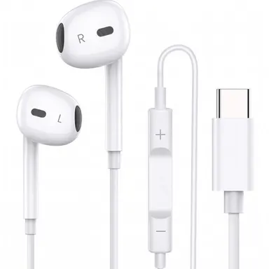 Wired In-Ear Headphones - USB-C with Mic, Volume Control, HiFi Stereo, Dual Channel Custom Fit for iPhone 17/17 Pro/16/15, Samsung S25/S24/S23, Pixel 10/9, OnePlus & USB-C Phones, Wired Heaphones, Custom In-Ear Wired Headphones, Cord, Earbuds In Ear