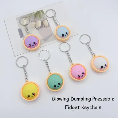 Cute Dumpling Pressable Fidget Keychain - PVC Food-Shaped Charm, Wear-Resistant Stress Relief Toy for Daily Use, Party Gifting & School Prizes, Mini Useful Gifts, Cool Gifts For Kids