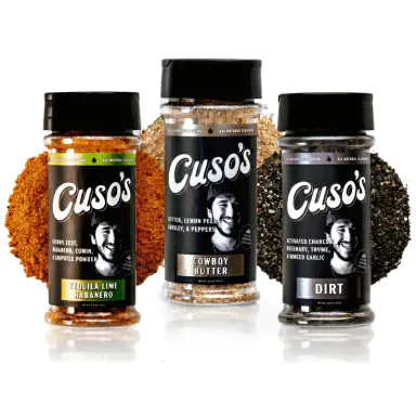 Cuso's Ultimate Flavor Bundle - Cowboy Butter & Dirt & Tequila Lime Habanero (3-Pack) - 3 All-Natural Seasonings for BBQ, Grilling & Everyday Cooking