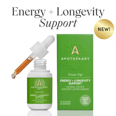 Apothékary Power Trip - Energy and Longevity, NMN for NAD+ Support Liquid Herbal Drops* | Alcohol-Free, Non-GMO Project Verified, Certified Gluten-Free, PETA Certified Vegan & Cruelty-Free, Third Party Tested, Made in the USA
