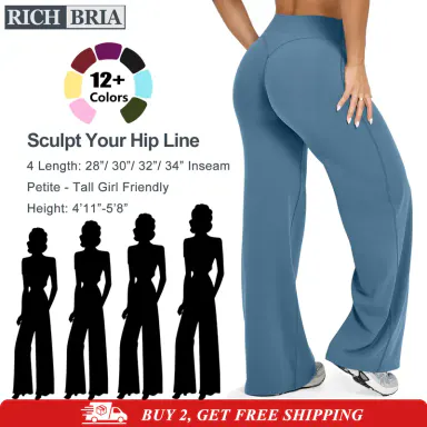 RICH BRIA Women’s High Waist Flare Yoga Pants, Buttery Soft Stretch Workout Lounge Pants High Waisted Yoga Form Fitting Activewear
