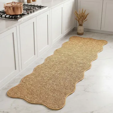 1-Piece 100% Polyester Kitchen Floor Durable Mat, Non-Slip Wave Rhombus Design, Multi-Purpose Cooking Area Pad