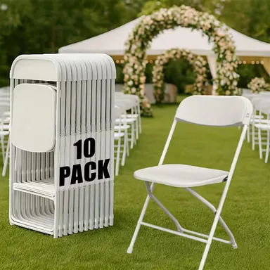 Heavy-Duty Foldable Chairs - Ergonomic Back, 350lb Weight Capacity, Stackable, Portable Foldable Plastic Seating, Indoor & Patio Furniture, Dorm Essentials, Home Decor