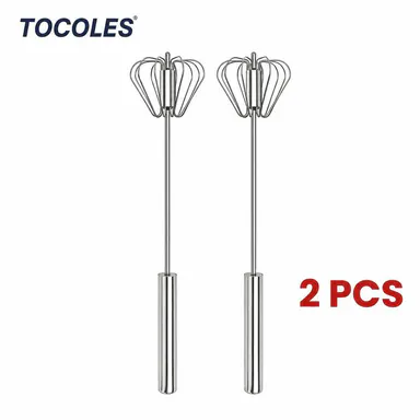 AA Stainless Steel Hand-Push Rotary Whisk - Food-Grade Rust-Resistant Kitchen Utensil with Sturdy Riveted Construction, Semi-Automatic Design for Coffee, Egg Whisking Tasks, Easy to Clean