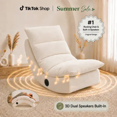 [300lbs Capacity] Chenille Fabric 1-Person Recliner Rocking Chair - Ergonomic Yoga Chair for Adults, Zero Gravity Chair, Skin-Friendly, Good Rebound, Space-Saving, Easy to Move, Living Room Furniture with Built-in Speakers, Supportive Sitting