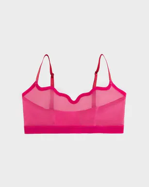 Women's Red Velvet Sheer Unlined Bralette - Breathable, Lightweight, Sexy Women's Underwear
