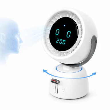 [Breeze Follows You] Smart Head Tracking Fan, 150° Auto-Follow Bathroom Sink Vanity Fan, 200 Speeds Rechargeable Quiet Makeup Mirror Fan with Digital Display & Ambient Light for Kitchen, WFH Office, Bedroom tiktokshopbacktoschool