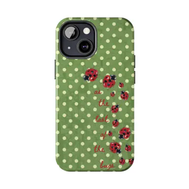 Vintage Ladybug Phone Case The Last of The Bugs Collection, Cottagecore Polka Dot Insect Graphic Protective Phone Cover Compatible with iPhone 11-17