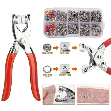 100pcs Invisible Colored Metal Buckle & 1 Count Manual Pressure Pliers,Household Sewing Accessories for DIY Pliers Tool Kit,seam-free nail button hand press snap button tool snap button fastener plier seam-free nail buttonhand press snap button
