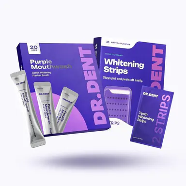 DR.DENT The Purple Duo - Purple Mouthwash [20 Uses] + Purple Teeth Whitening Strips - [7 Whitening Sessions]
