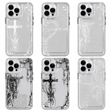 Transparent Shockproof Anti-Drop Smartphone Case - Ins-Style Creative Fashion Handheld Device Accessory, Multiple Colors Cover for iPhone 17/16/15/14/13/12 Pro Max Plus, Ideal for Birthday & Holiday Gifts, Devices