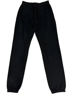 Oversized All Black Fleece Sweatpants for Men, Casual Relaxed Fit Joggers with Side Pockets & Drawstring, Casual Streetwear Loungewear for Everyday, Gym & Travel