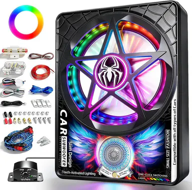 TANVSO 3000W AI 3-Way Slim Profile Powered Under-Seat Subwoofer with Multi-Mode Amp, Pre-Wired Kit, 20Hz-22kHz Full Range, RGB Light Feedback, Cast Aluminum Plug-and-Play Car Audio Accessories for Cars, Trucks,toolupgrade