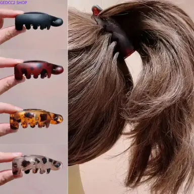 Leopard Print Banana Hair Clips for Women, Vintage Tortoise Shell Hair Barrettes, Non Slip Hair Accessories for Daily Hairstyles & Updos