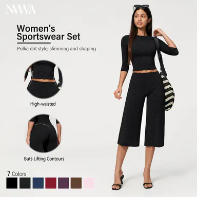 Effortless Cozy 2 Piece Matching Set | Flowy Wide Leg Pants + Slimming Elbow Sleeve Top | High Waisted Lounge Co-ord | Trendy Casual Wear women's clothes tiktokshopbacktoschool,back to school,back to school haul,sohochic