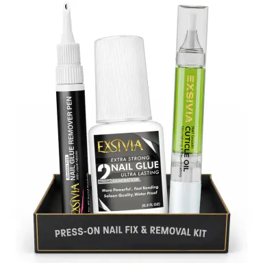 EXSIVIA Press-On Nail Fix & Removal Kit, Professional At-Home Nail Art Maintenance Tool Set nail art reusable acrylic