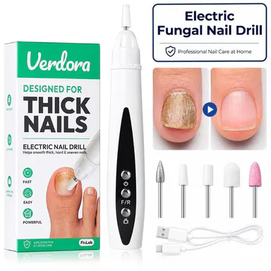 VERDORA Electric Nail Drill for Thick Nails, Cordless Efiles for fungal Nails Lightweight Nail Care Tool for nail repair