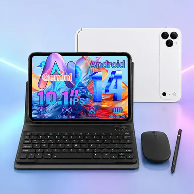 HDM 2026 Back To School 10.1 in Android Tablet Bundle - Device with 5000mAh Battery, SD Card Extended Storage Support, Keyboard, Mouse & Stylus Kit for Notes, Classes