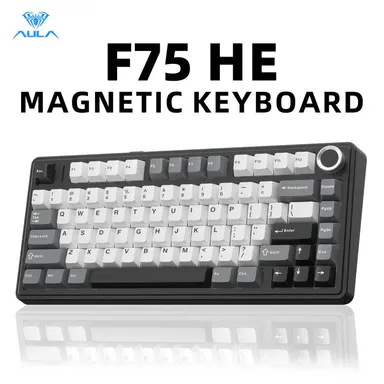 [NEW]AULA F75 HE Wireless Magnetic Switch Custom Gaming Keyboard, 75% Hall Effect Keyboard with Rapid Trigger, 8000Hz Polling Rate , Adjustable Actuation, BT/2.4G/USB-C, Hot Swappable RGB Backlit Keyboard for PC Gamer Multi-Device Creamy  Keyboard