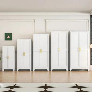 Metal Kitchen Pantry Storage Cabinet with 2 Doors &  Adjustable Shelves,There are 5 different sizes to choose from. Freestanding Cupboard for Kitchen, Dining Room, Living Room & Bathroom