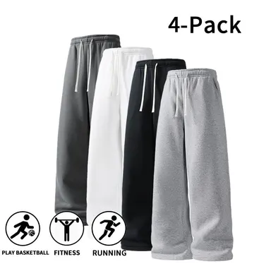 4 Pack Fall & Winter Styles Ultra Soft Wide Leg Sweatpants | Warm & Comfortable athletic pants for basketball, running, and gym (optional 4 pack and 2 pack)