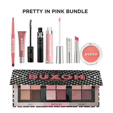 BUXOM Pretty in Pink Bundle - Full Face Makeup Set,  Eyeshadow Lip Tint Lip Liner Lash Lipstick
