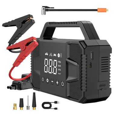 【KAPEEZI】 2026ToolUpgrade Compact Automotive All-Weather Emergency Kit - 4000A 12V Jump Starter, 150 PSI Tire Inflator, 15000mAh Power Bank, LED Light - Reliable at -20°F (-29°C) for Cars, SUVs - Auto Accessories, Car Tools, Tools and Gadgets