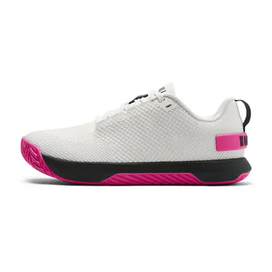 NOBULL Women's Outwork Flex Shoe in Classic White Pink Glo - OG Strength Training Shoe, Durable Gym Trainer, Lifting Sneaker