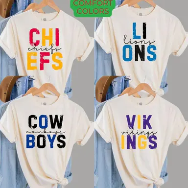 COMFORT COLORS First Down Football IVORY Color T-Shirts, Football Sports Tshirts, Retro Football Tees,For Women, For Men, Classic T-Shirt All Teams Football, Gifts For Football Fan Sport, Custom Team AX