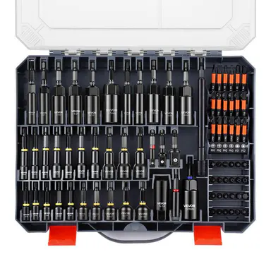 VEVOR 80-Piece High Quality Hardware Magnetic Nut Driver Set - Metric & SAE Sizes, Socket Adapters, Bit Holder, Wing Nut Driver, Universal Sockets, Quick Release Extension, Power Bits, Storage Box - Built for Durability Home Improvement Work Tools, Full S