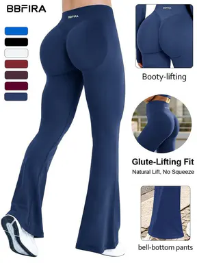 BBFIRA Women's Seamless Slightly Flared Cut Yoga Pants, High-Elasticity Tummy Control and Butt-Lifting Fitness Leggings, Athletic Workout Leggings for Yoga & Workouts