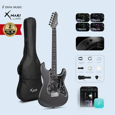 Xmari Smart Electric Guitar with DSP Effects,【 No Built-In Amp】4 Presets, USB-C OTG Recording, Headphone Output, Alnico Pickups with Coil Split, Carbon Fiber Body, Gig Bag, Strap, Cable & Picks #backtoschool, Music, Xmari Guitar