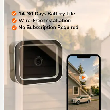 SensForge Wireless Window Security Camera - Battery-Powered WiFi Device with App Live View, 2.4GHz/5GHz WiFi, Motion Detection, Color Night Vision, Installation Support, Smart Home Gadget Monitor (No SD Card Included, Popular Home Security Cameras)